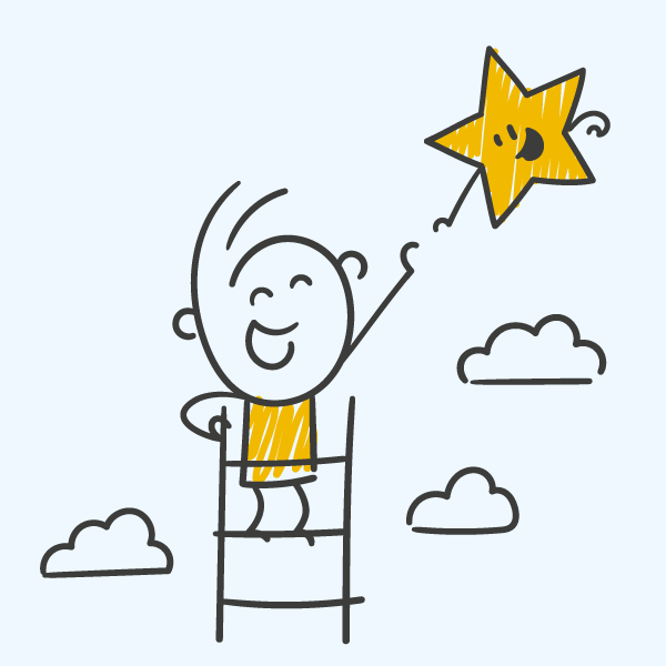 Un personnage touche une étoile