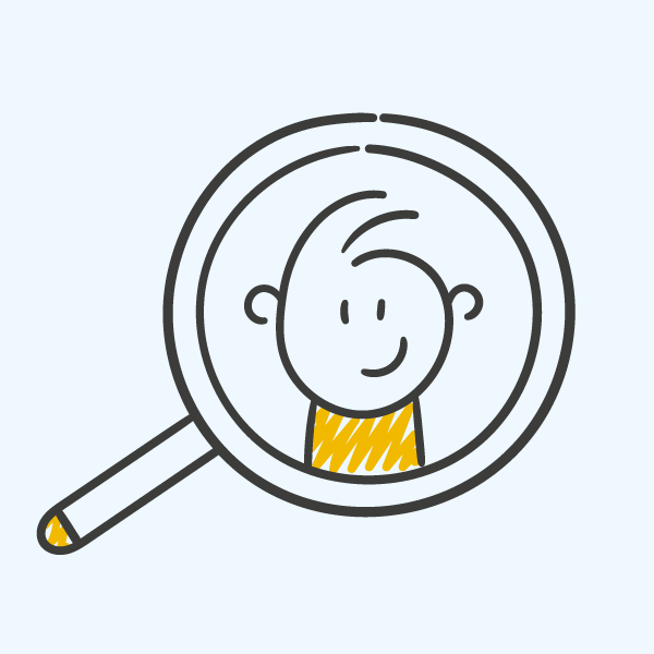 Personnage qui est au travers d'une loupe